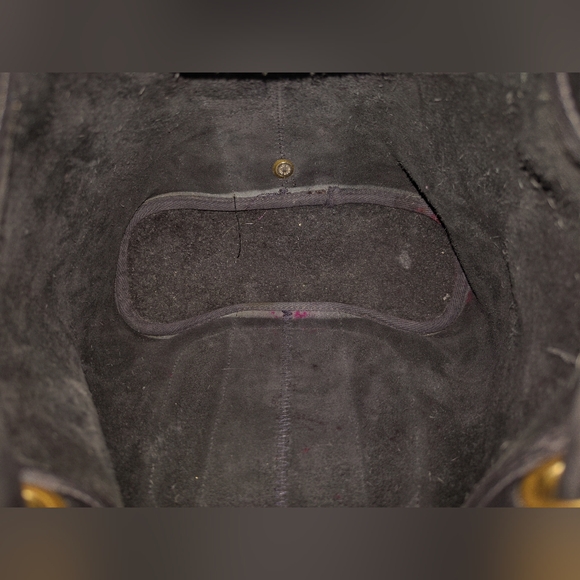 Vintage Dooney & Bourke Black Leather Drawstring Bucket Backpack Convertible Bag - Picture 12 of 16